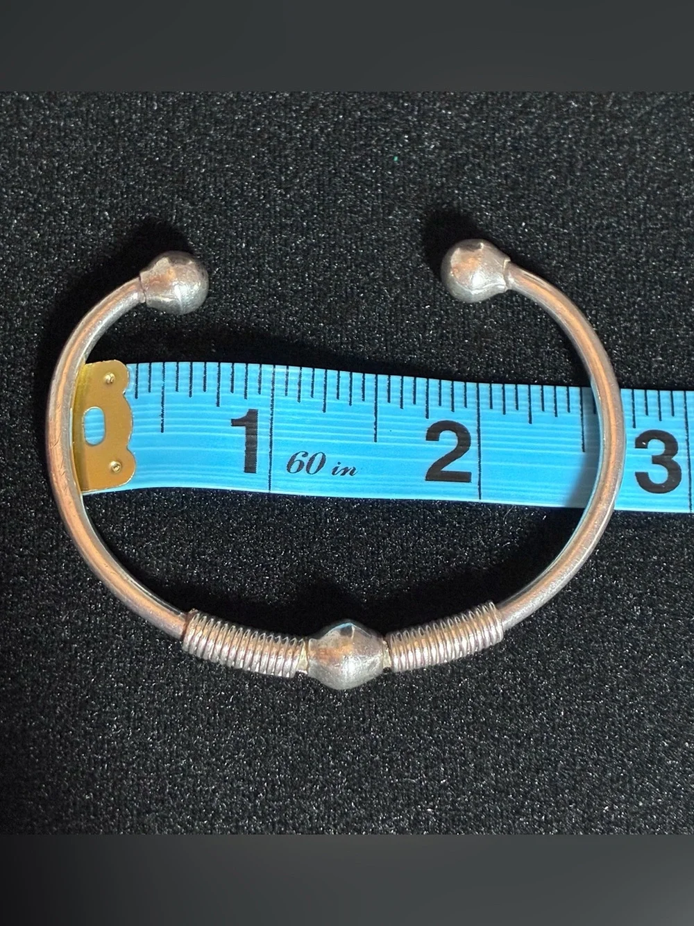 Vintage Taxco Mexico 925 Sterling Silver Orb Ball Coil Cuff Bracelet